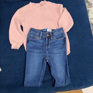 Old Navy Pink Sweater and Blue Jeans Set